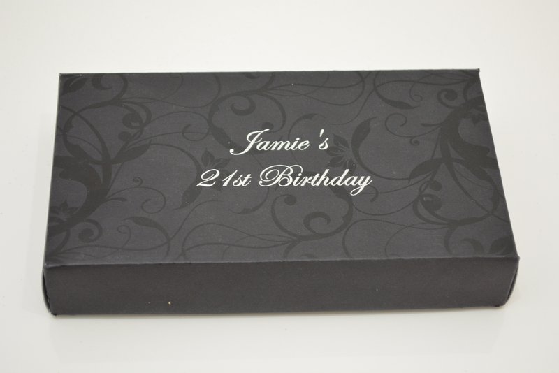 21st Birthday Box with silver text